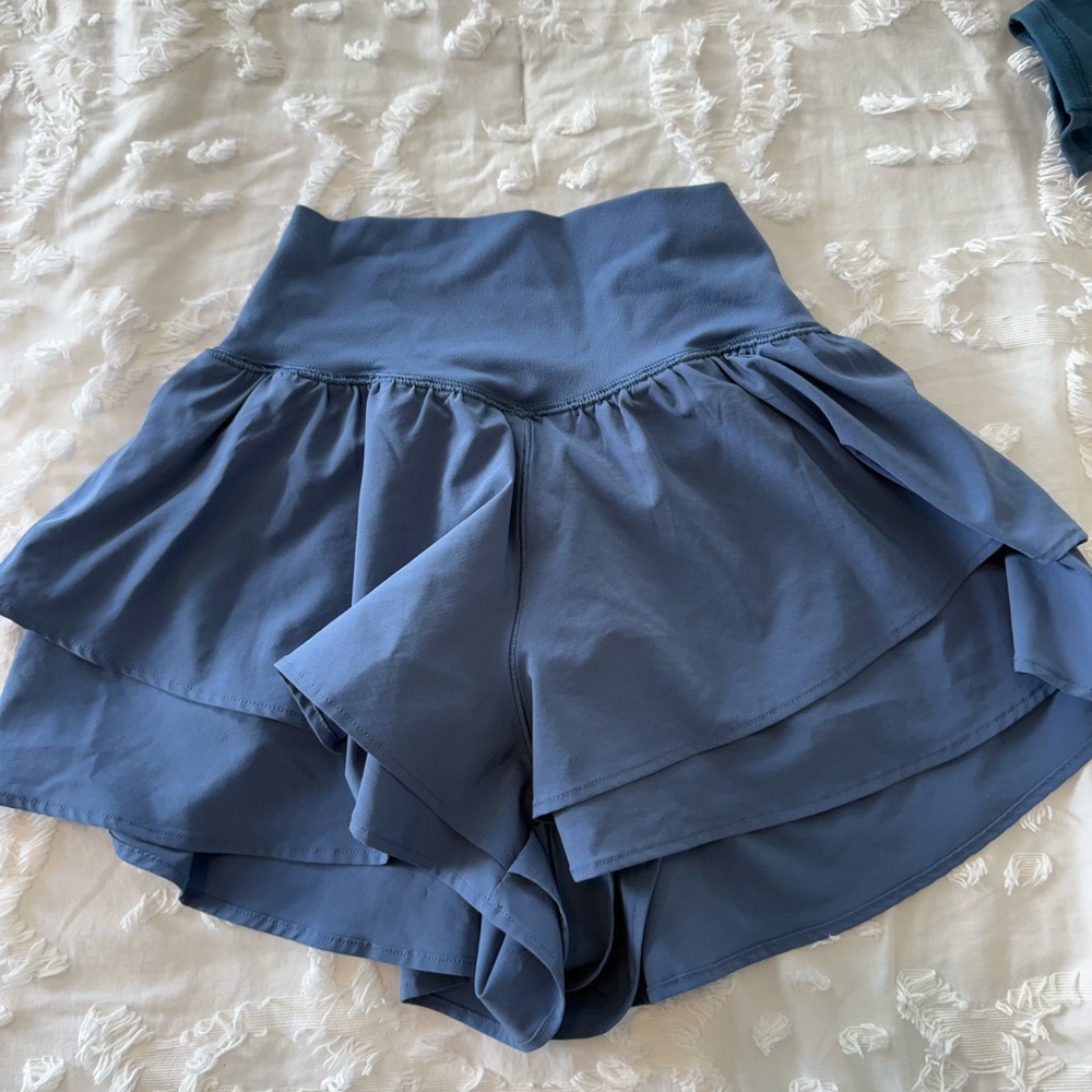 Aerie OFFLINE Blue Layered Ruffle Athletic Shorts